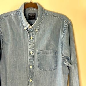 LS Chambray pocket Shirt - Abercrombie & Fitch - light blue - Med - 100% Ctn